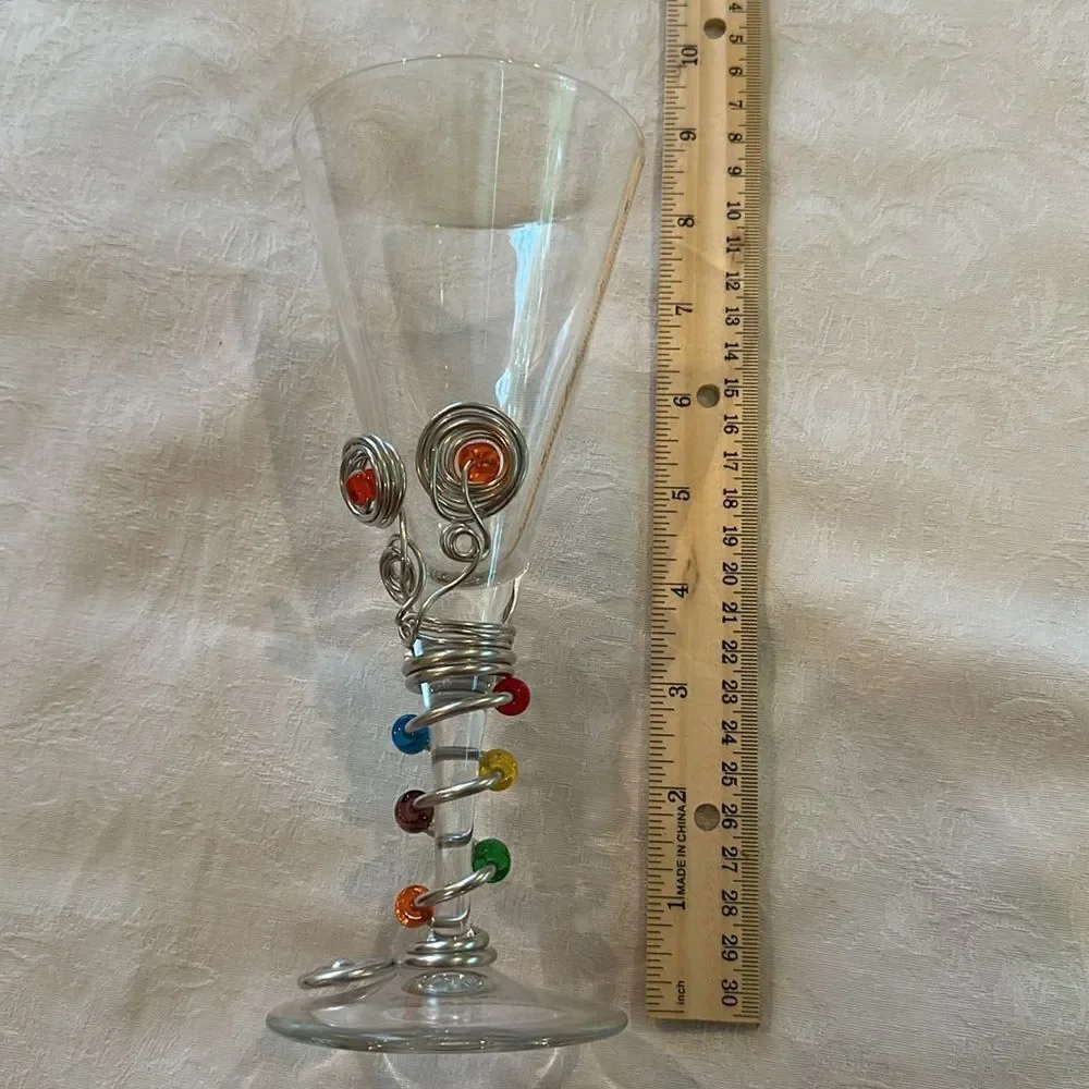 Wine Beverage Goblet Hand Crafted Silver Wire Wrapped Jewels Artisan